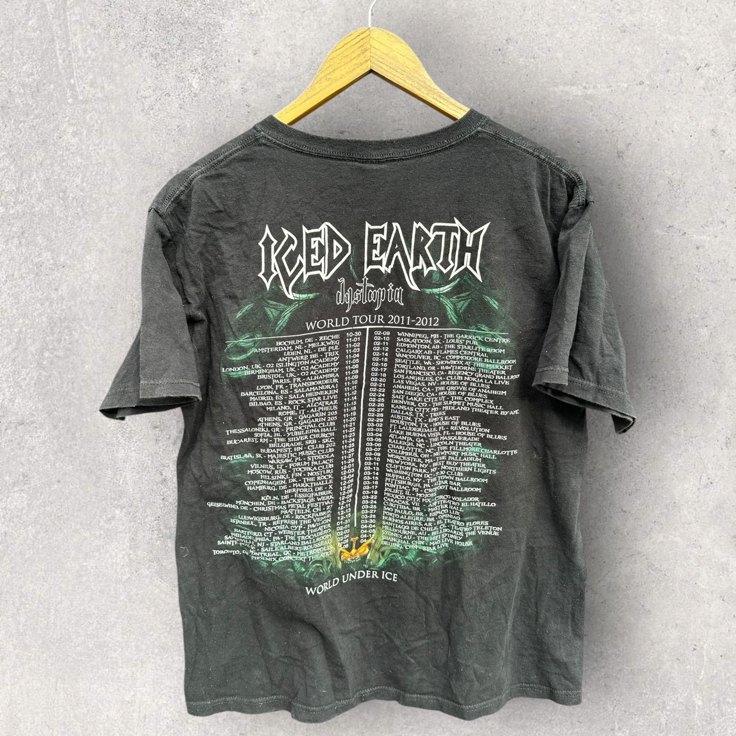 ICED EARTH DYSTOPIA WORLD UNDER ICE 2011 ANVIL BLACK TOUR SHIRT