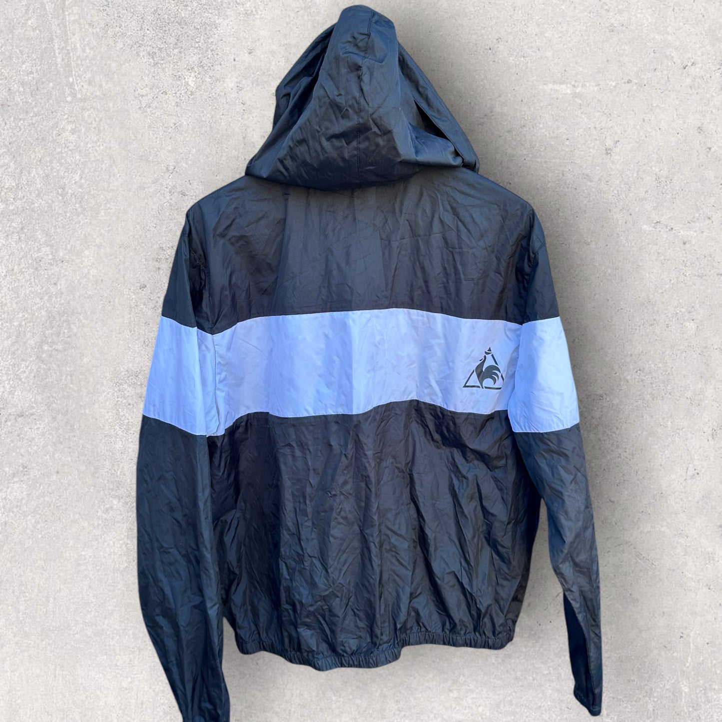 LE COQ SPORTIF BLACK & WHITE WINDBREAKER HOODED JACKET