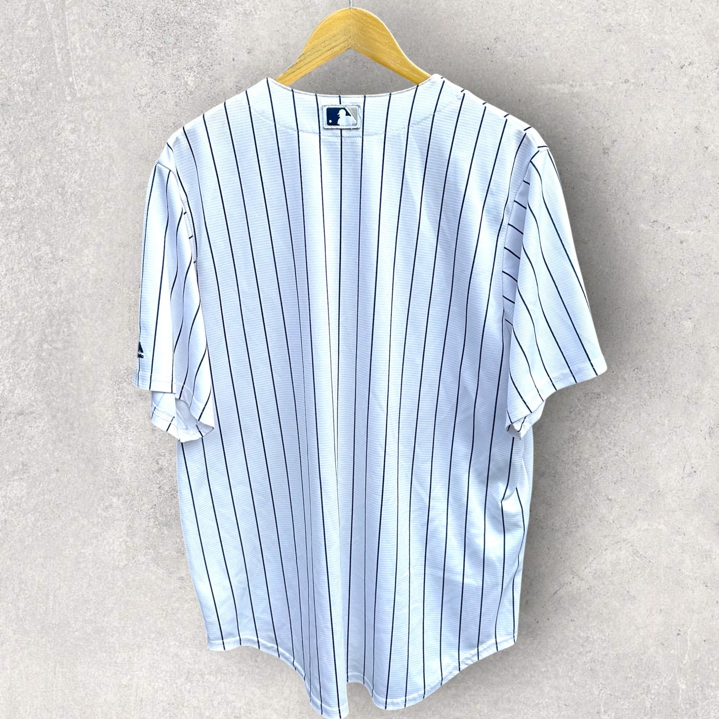NEW YORK YANKEES MAJESTIC WHITE PINSTRIPPED MLB JERSEY