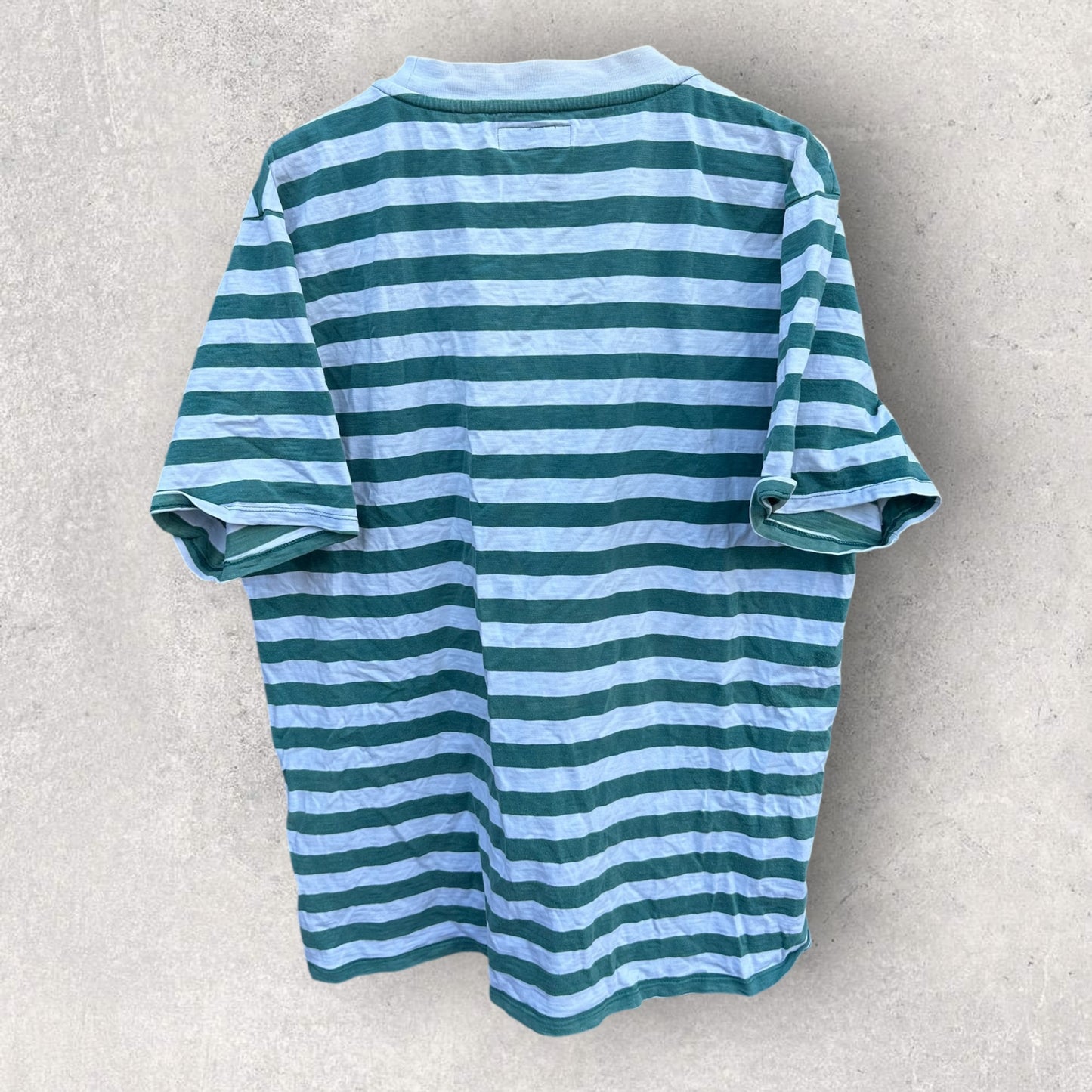 GUESS GREEN & WHITE STRIPPED SHORT SLEEVE SHIRT