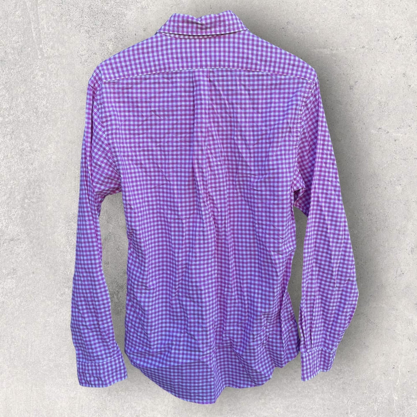 RALPH LAUREN POLO PINK & WHITE CHECKERED LONG SLEEVE BUTTON UP SHIRT