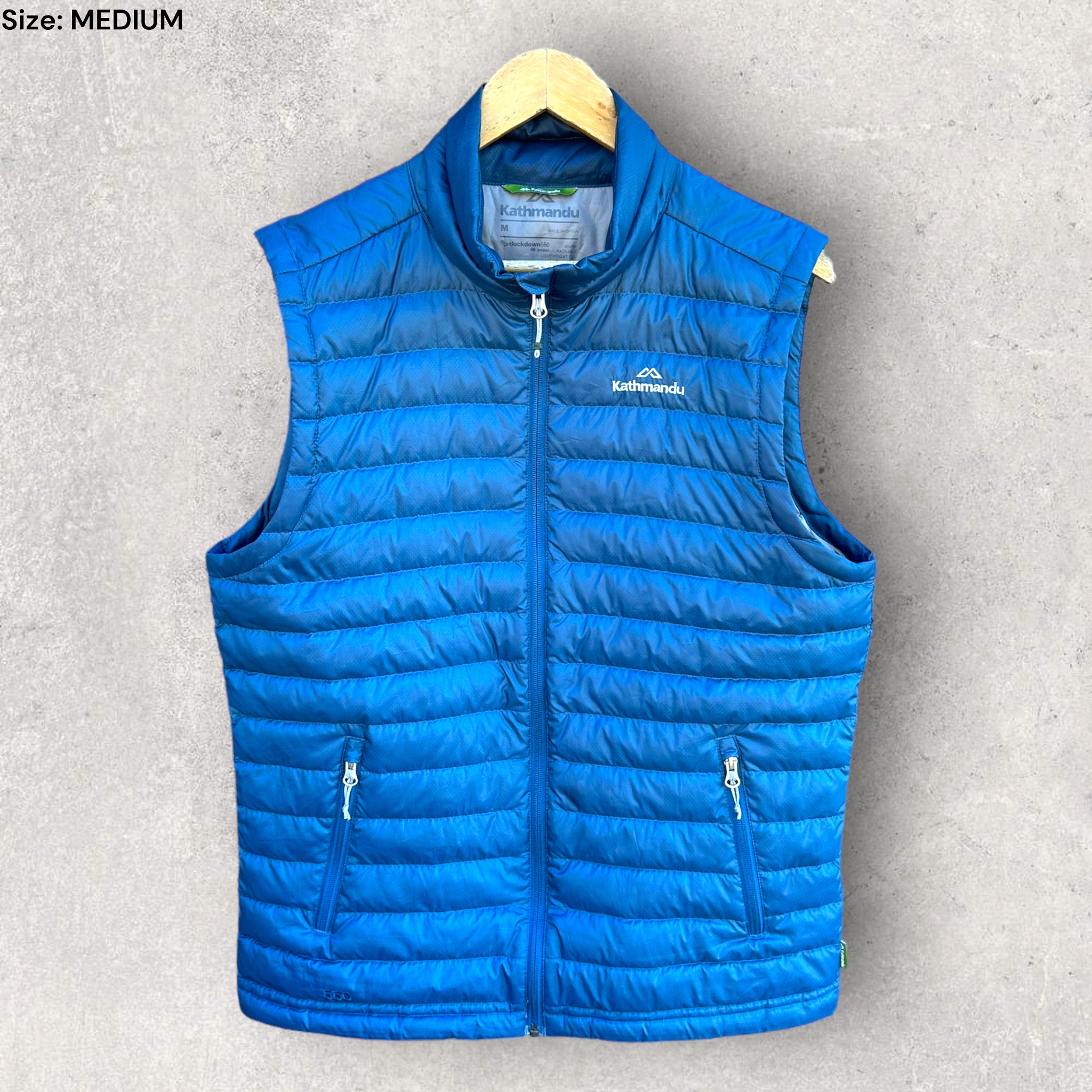 KATHMANDU DUCKDOWN 550 BLUE PUFFER VEST THRILLOFTHETHRIFT