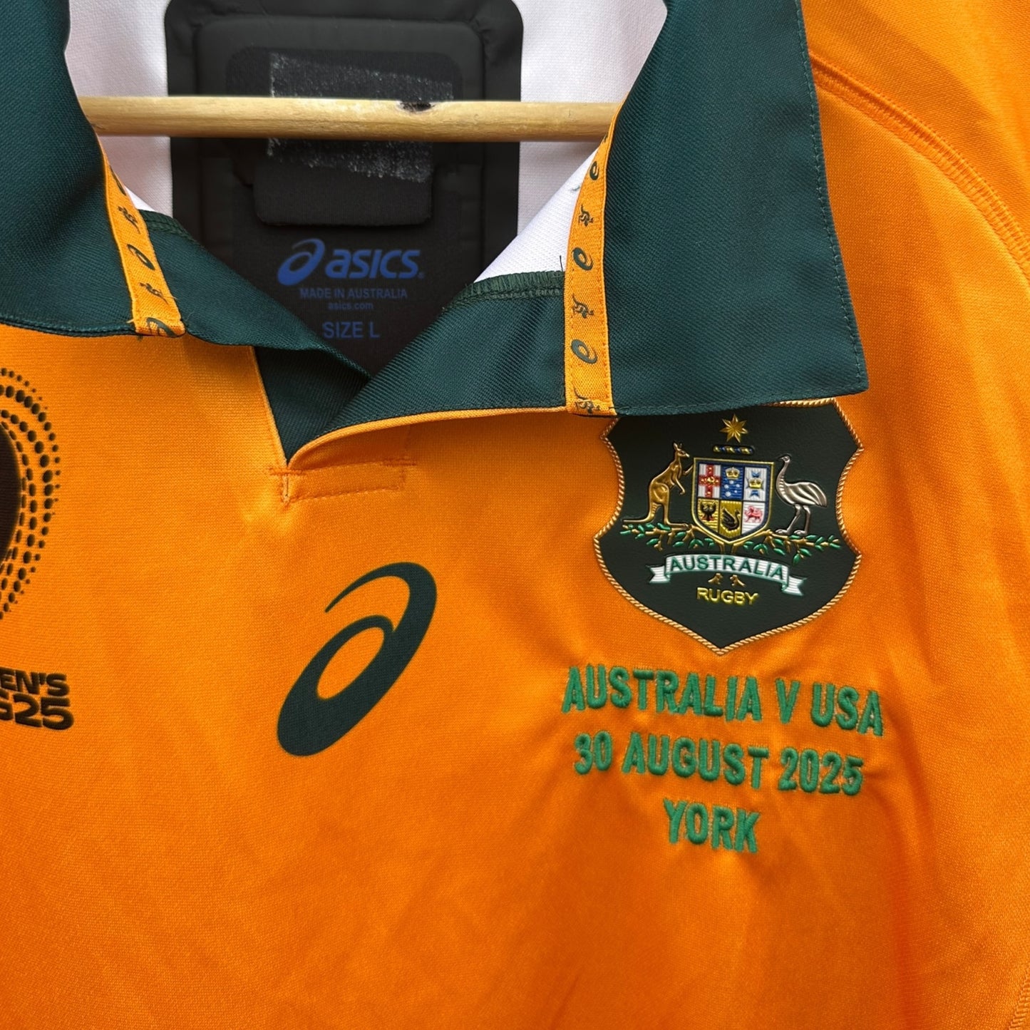 CAITLYN HALSE AUSTRALIAN WALLAROOS 2025 RUGBY WORLD CUP PLAYER ISSUED JERSEY