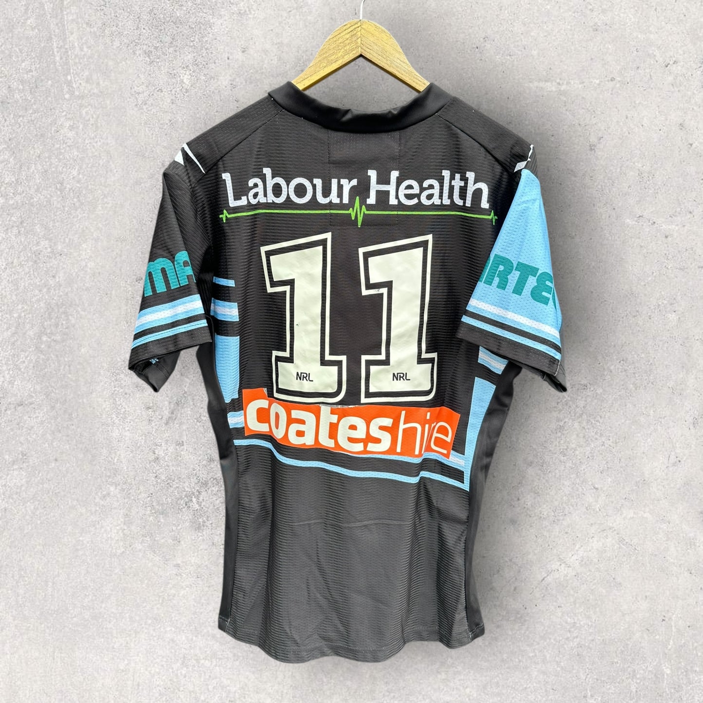 Cronulla Sharks 2015 X-Blades Alternate Match Worn Rugby League Jersey