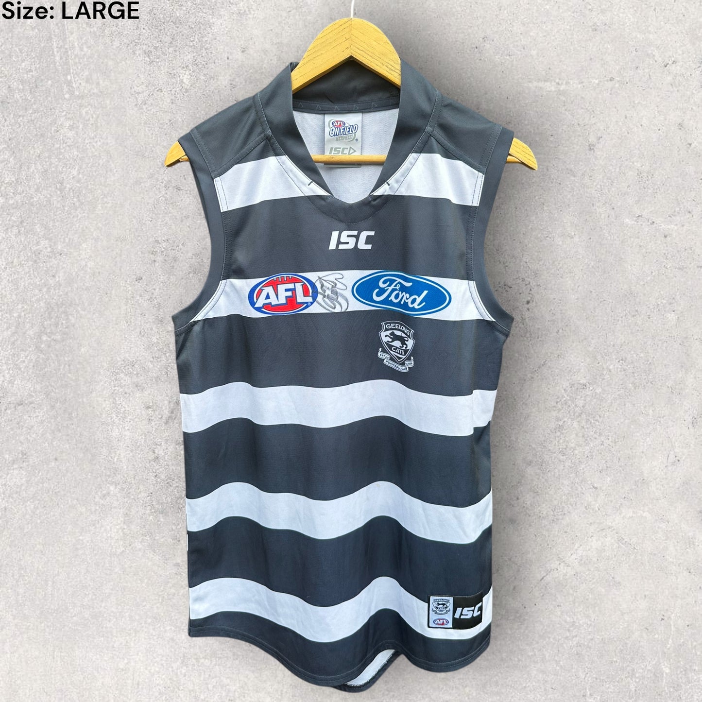GEELONG CATS 2014 ISC AWAY GUERNSEY SIGNED BY CAMERON LING