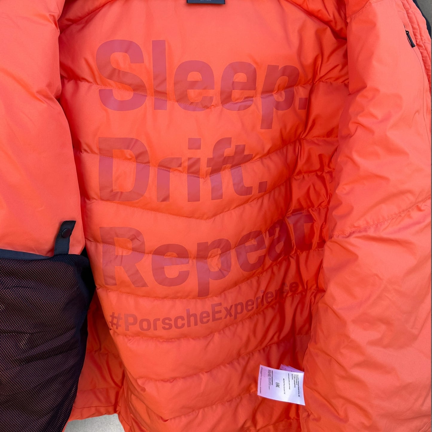 Porsche Experience Orange Hooded Puffer Jacket