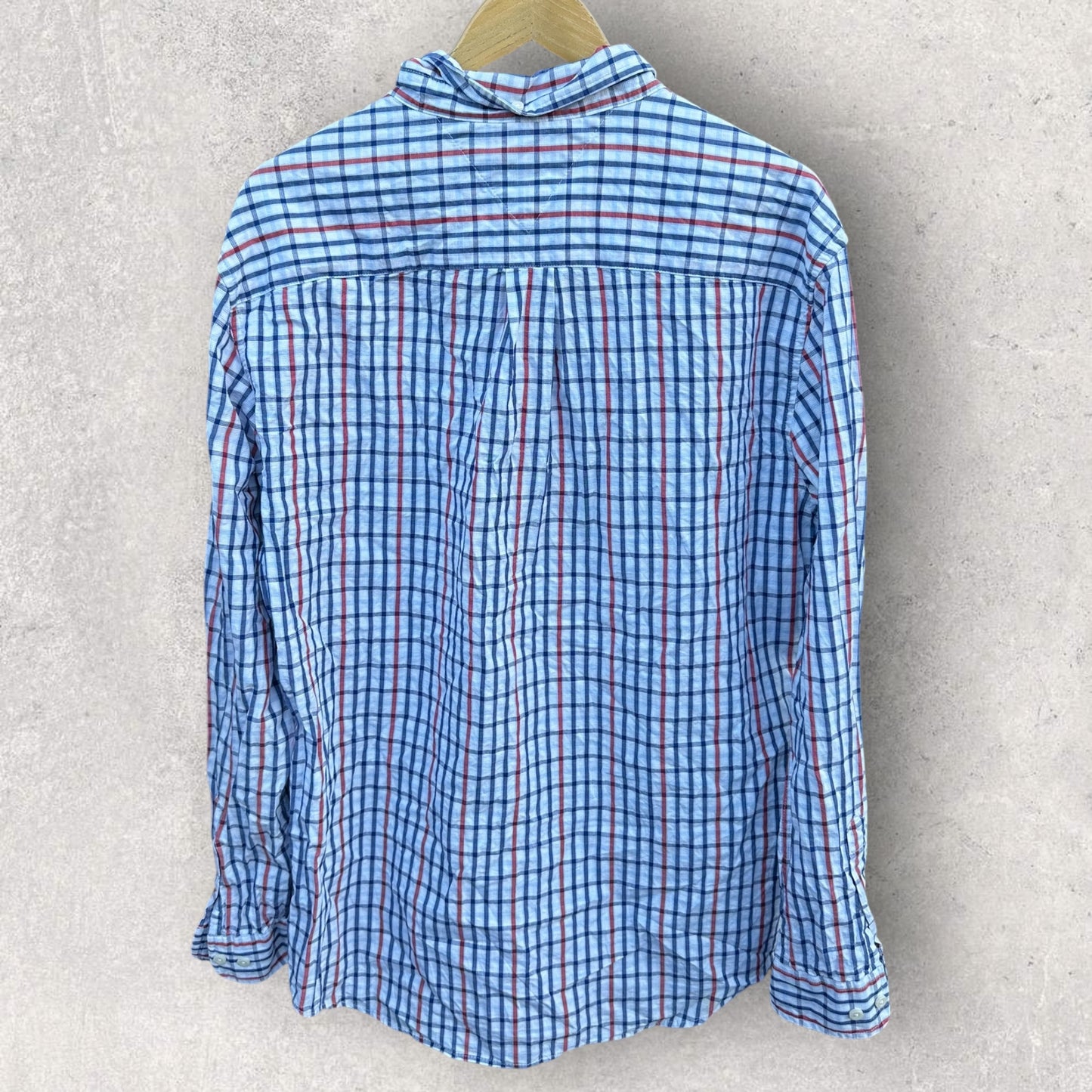 TOMMY HILFIGER LONG SLEEVE WHITE BUTTON UP CHECKERED SHIRT