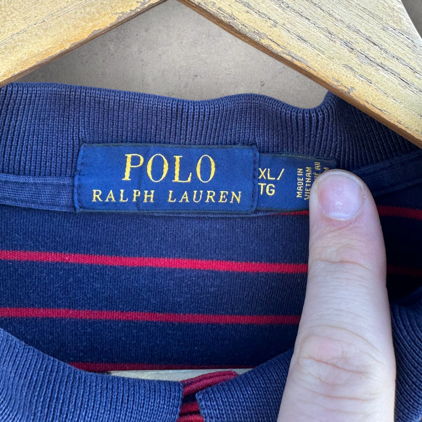 RALPH LAUREN POLO RED & BLUE LONG SLEEVE POLO SHIRT