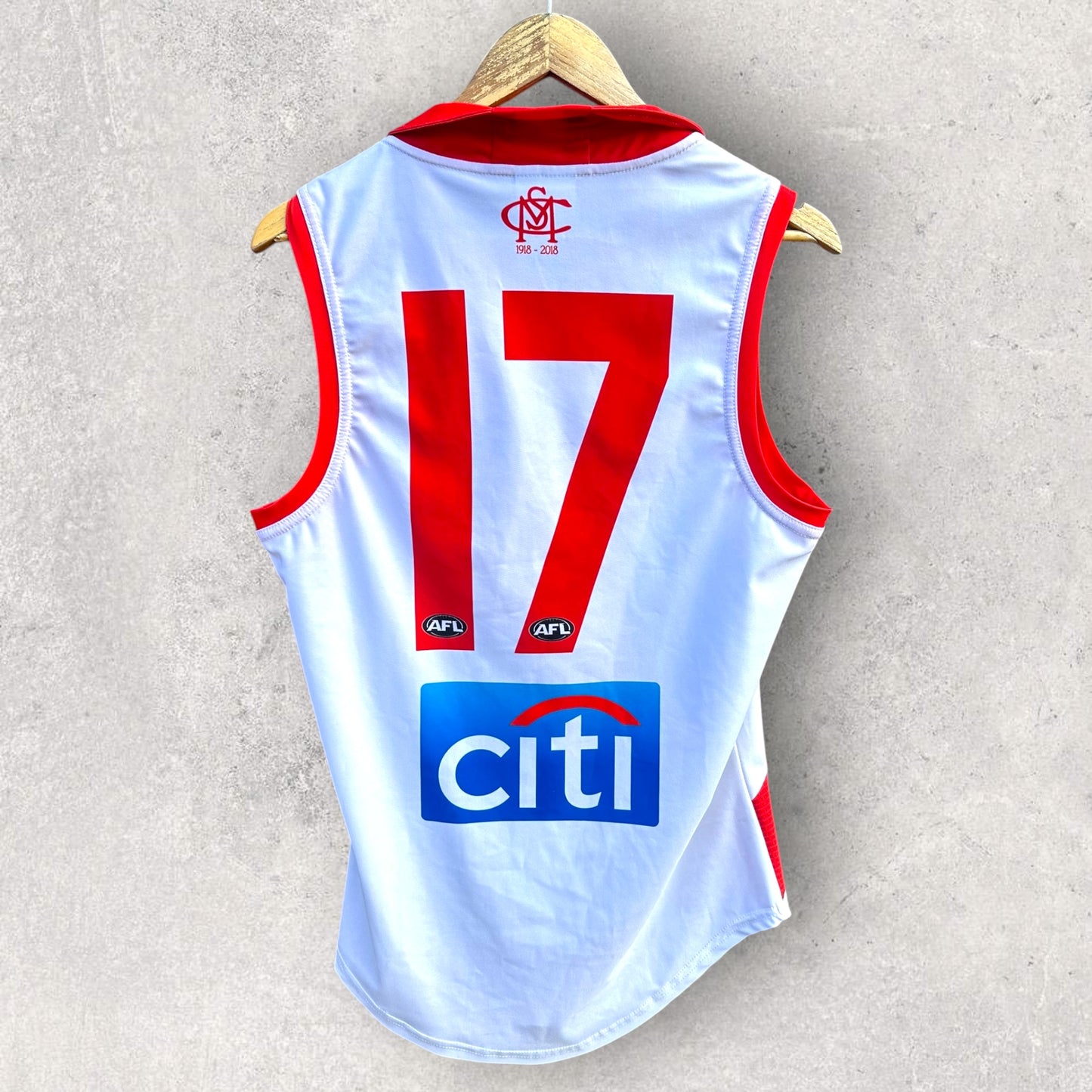 SYDNEY SWANS 2018 ISC HERITAGE 100 YEAR ANNIVERSARY PLAYER ISSUED GUERNSEY