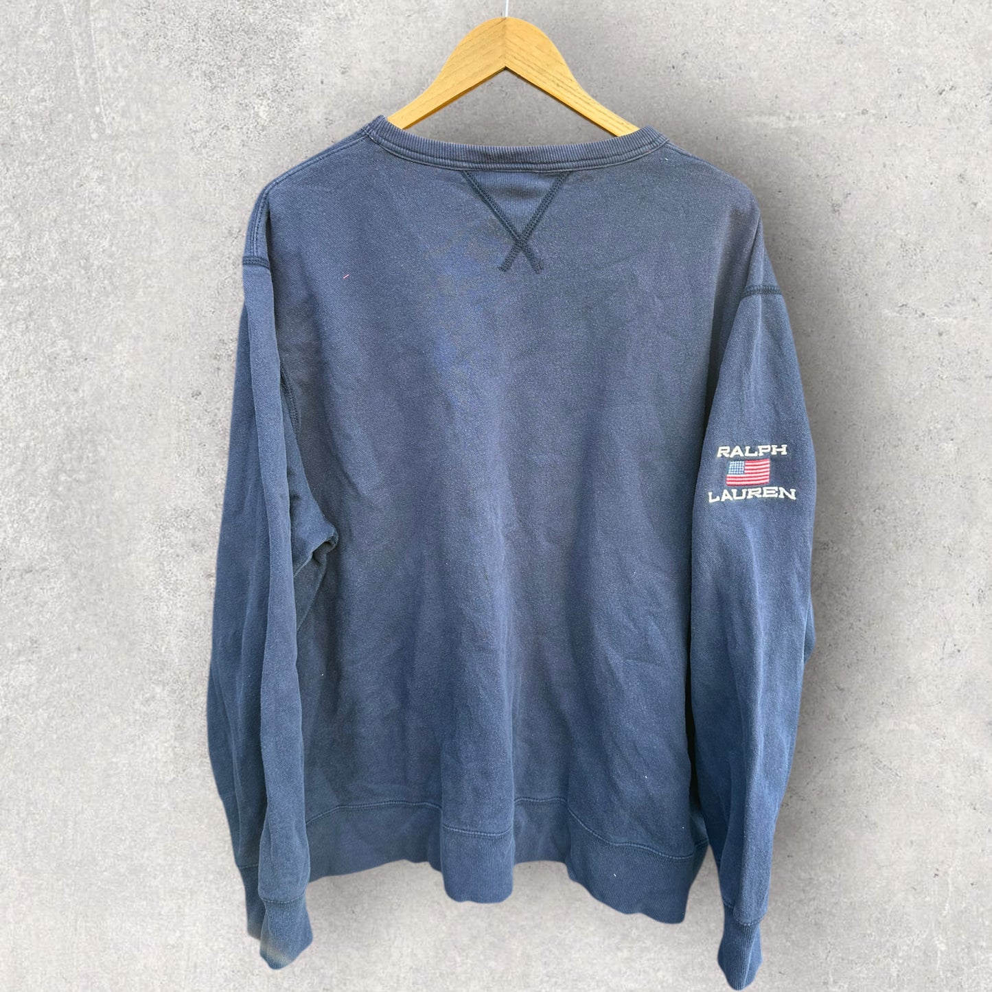 RALPH LAUREN POLO VINTAGE NAVY BLUE CREW NECK PULLOVER JUMPER