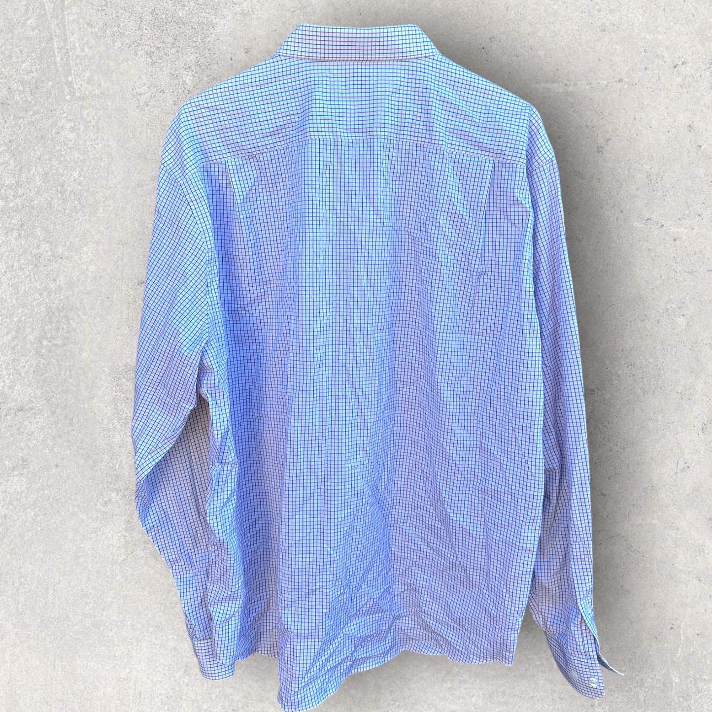 RM Williams Long Sleeve Button Up Vintage White Shirt With Blue & Red Checkers
