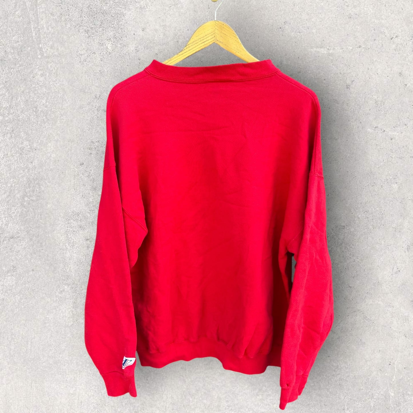 OHIO STATE BUCKEYES LOGO ATHLETIC VINTAGE RED OVERSIZED SWEATER