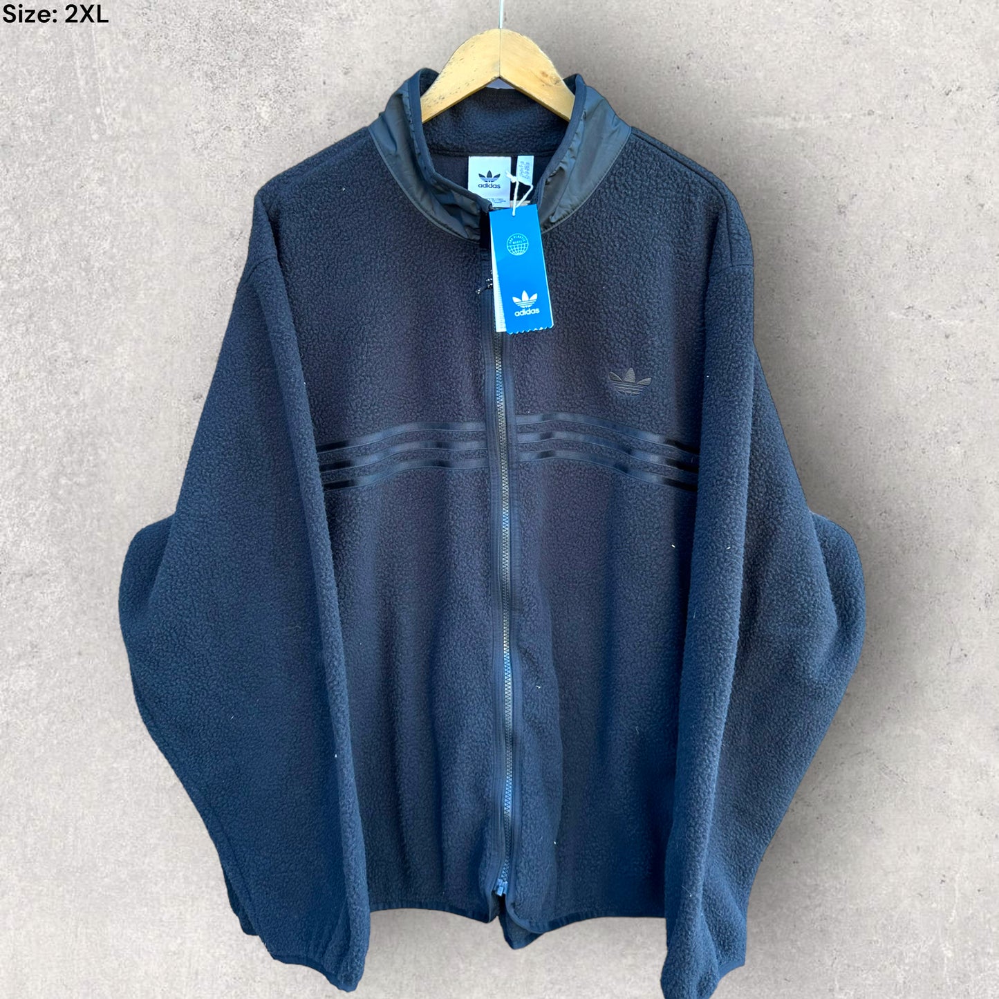 ADIDAS BLACK ZIP THRU FLEECE JACKET BRAND NEW WITH TAGS