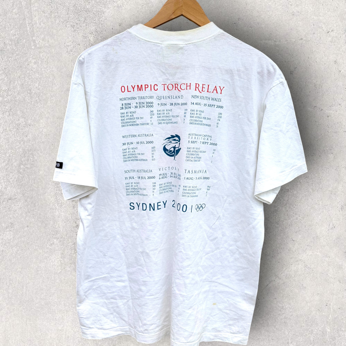 Sydney 2000 Olympic Games Torch Relay Vintage White Bonds Shirt