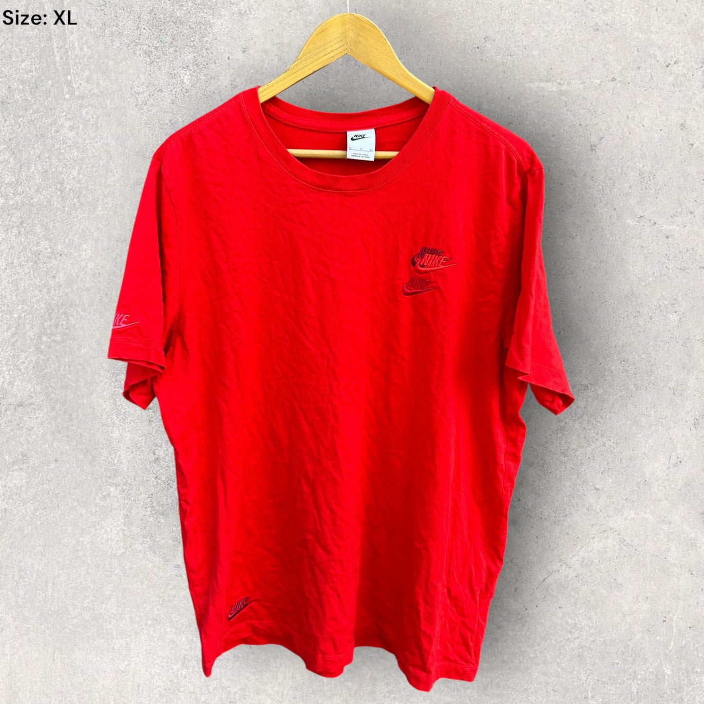 NIKE MULTI LOGO RED SHORT SLEEVE SHIRT