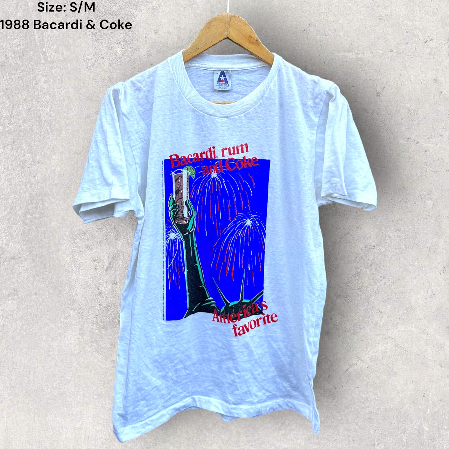 BARCARDI RUM & COLA 1988 VINTAGE SINGLE STITCHED T-SHIRT