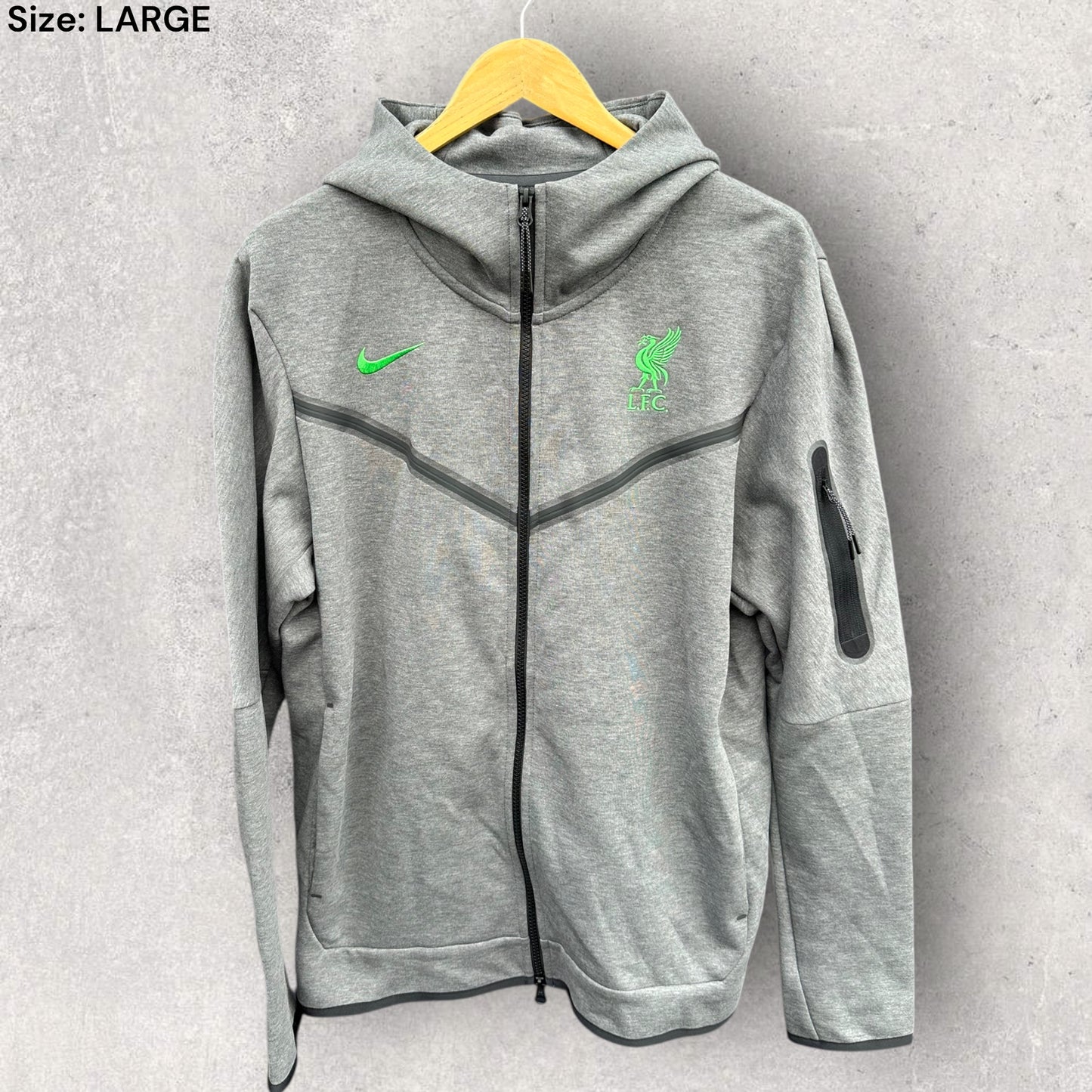 LIVERPOOL FC NIKE GREY TECH FLEECE 2024 HOODED JUMPER