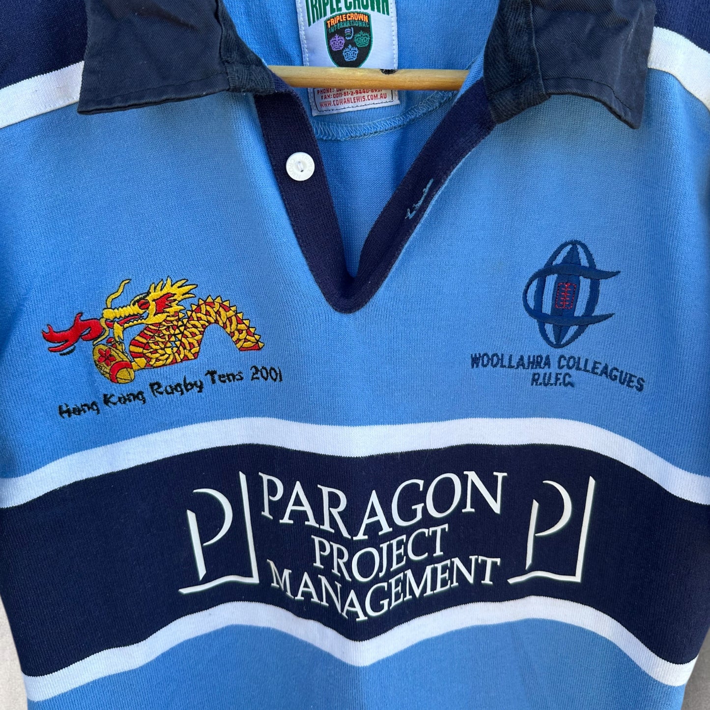 WOLLAHRA COLLEAGUES 2001 HONG KONG TENS VINTAGE RUGBY JERSEY