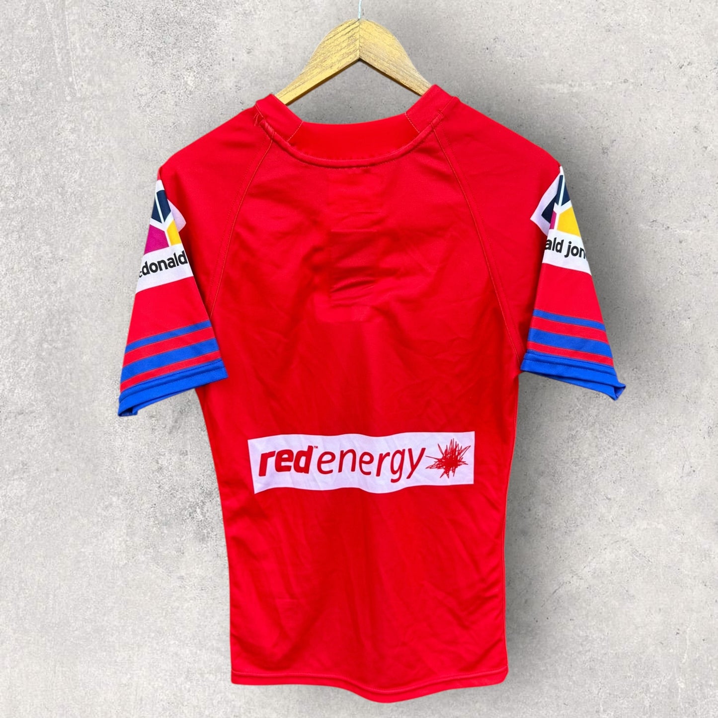NEWCASTLE KNIGHTS PLAYER ISSUED RED TRAINING DRILL JERSEY