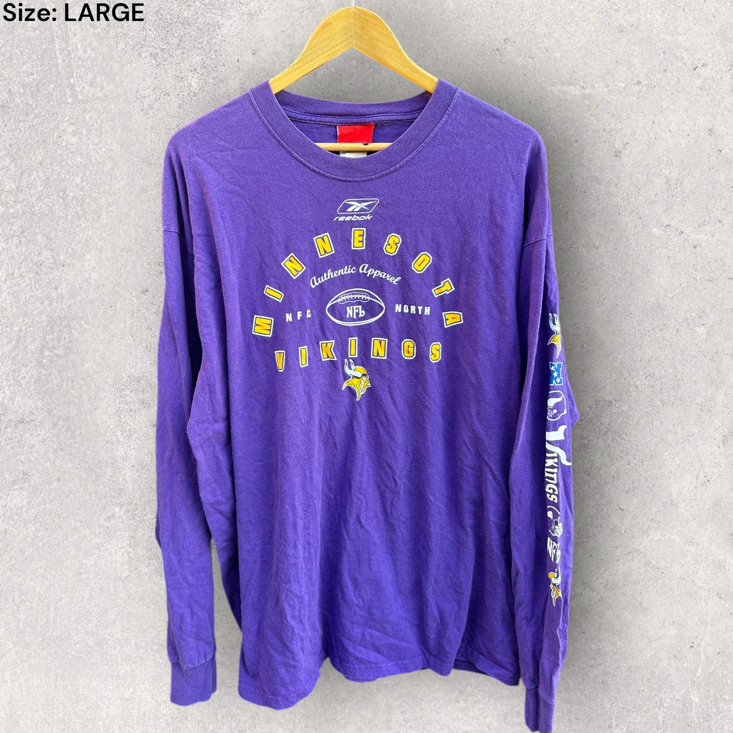 MINNESOTA VIKINGS REEBOK VINTAGE LONG SLEEVE PURPLE SHIRT