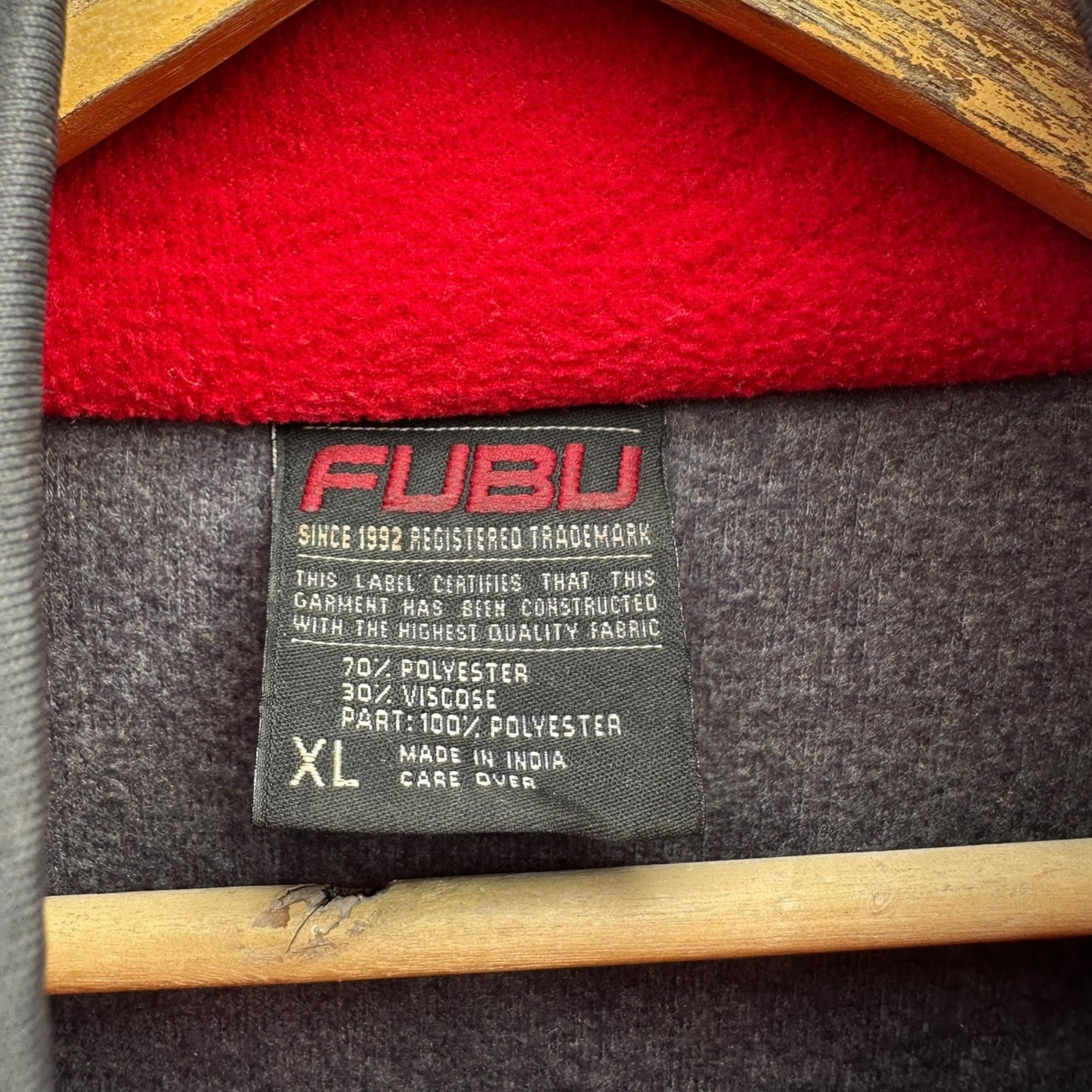 FUBU VINTAGE HALF ZIP GREY FLEECE PULLOVER JUMPER
