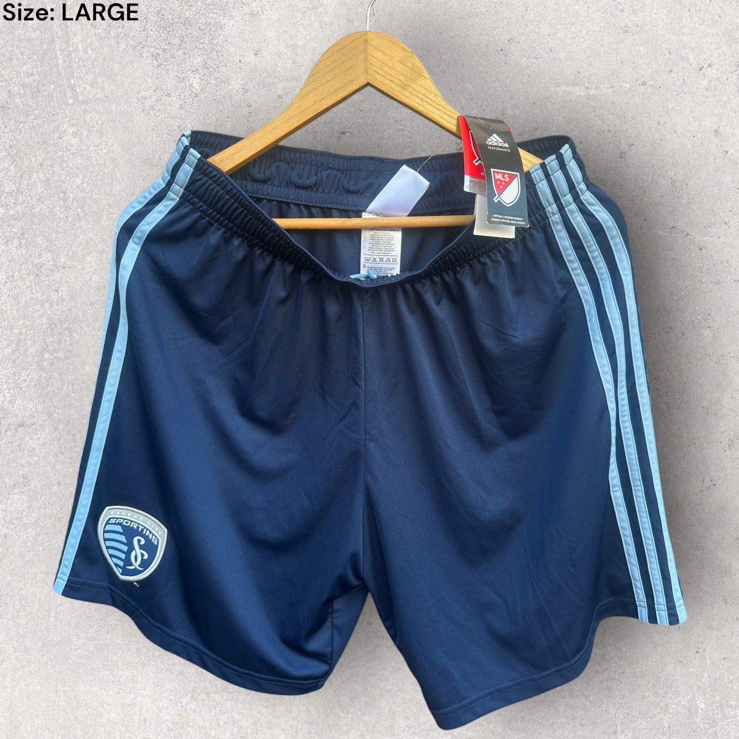 Kansas city sporting club 2015 adidas soccer training shorts MLS BNWT