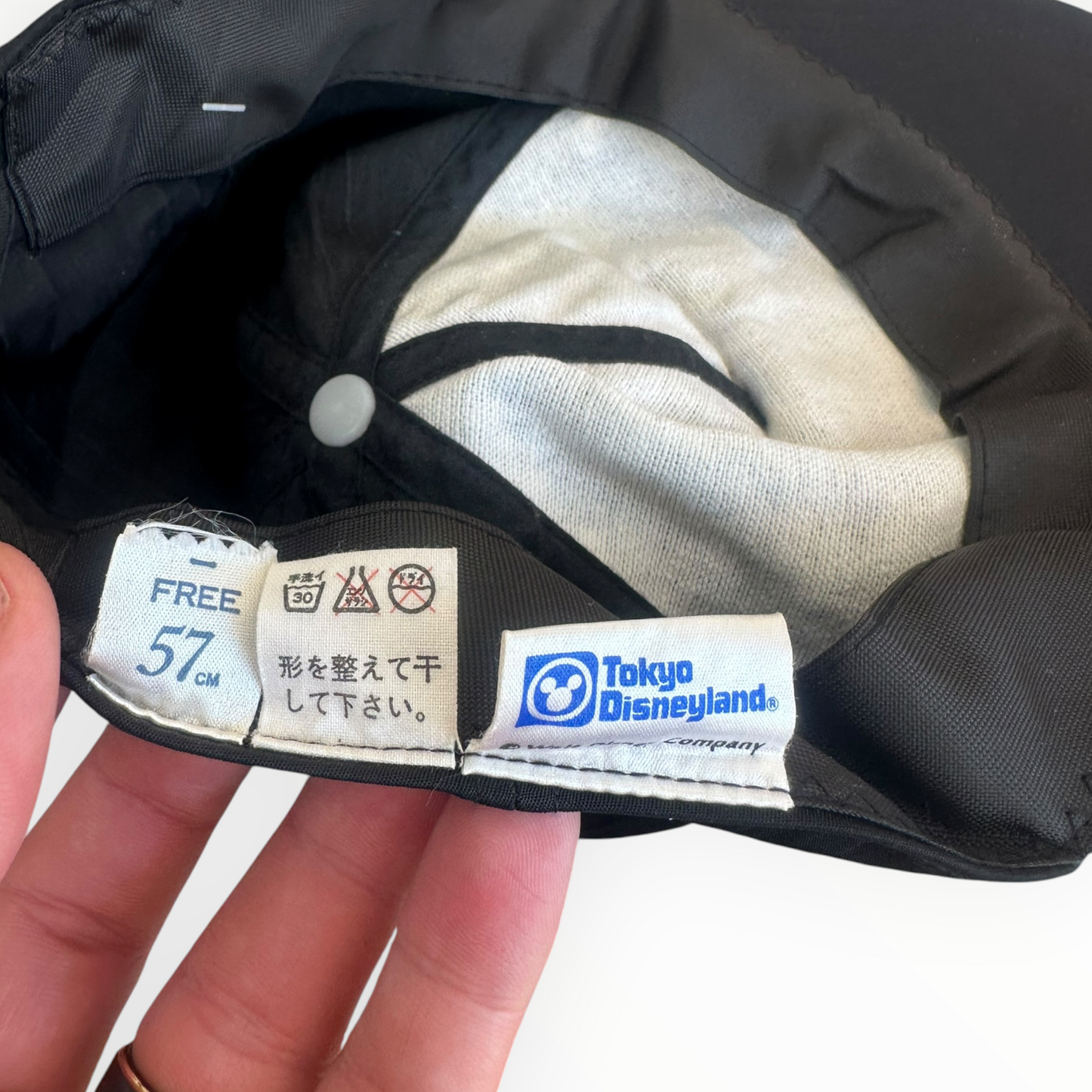 Tokyo Disneyland Mickey Mouse Vintage Black Snap Back Hat Made in Japan