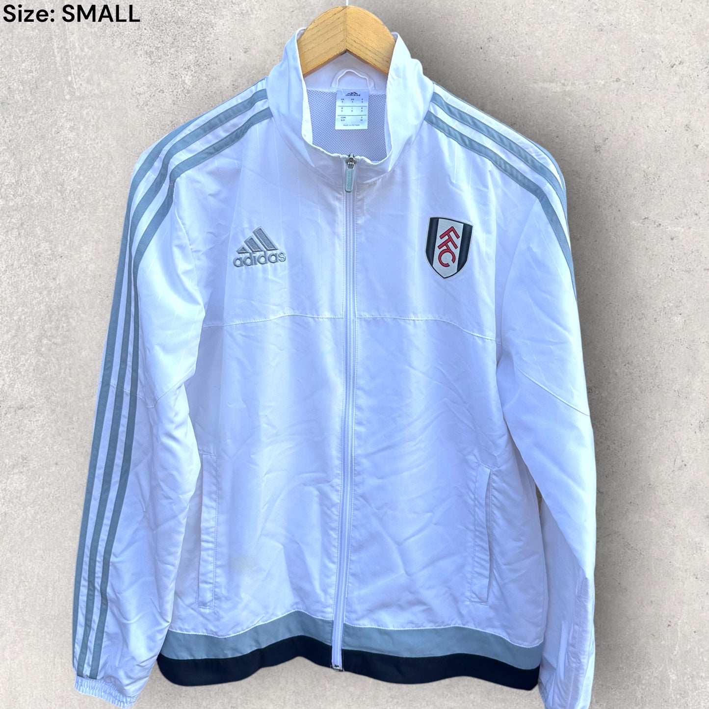 FULHAM FC 2015 WHITE ADIDAS WINDBREAKER FOOTBALL JACKET