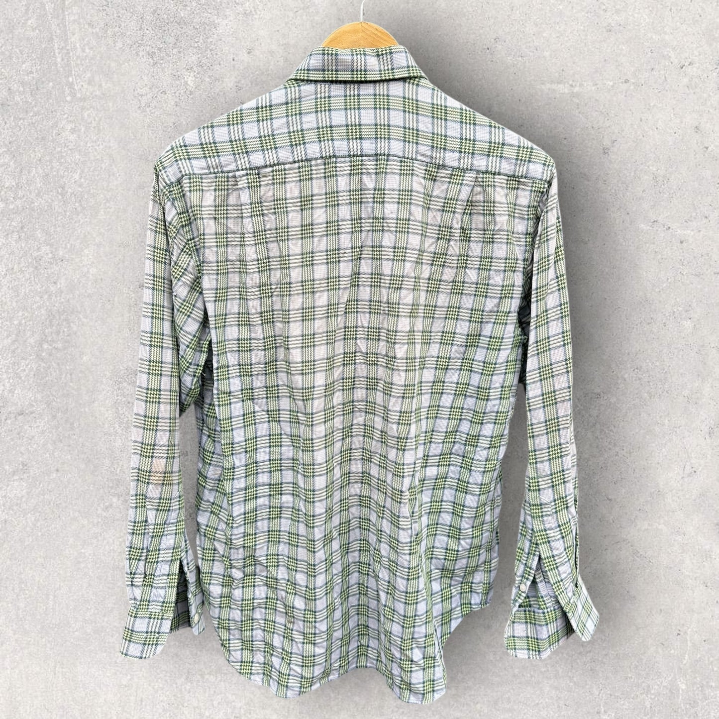 TONINO LAMBORGHINI GREEN CHECKERED LONG SLEEVE BUTTON UP SHIRT