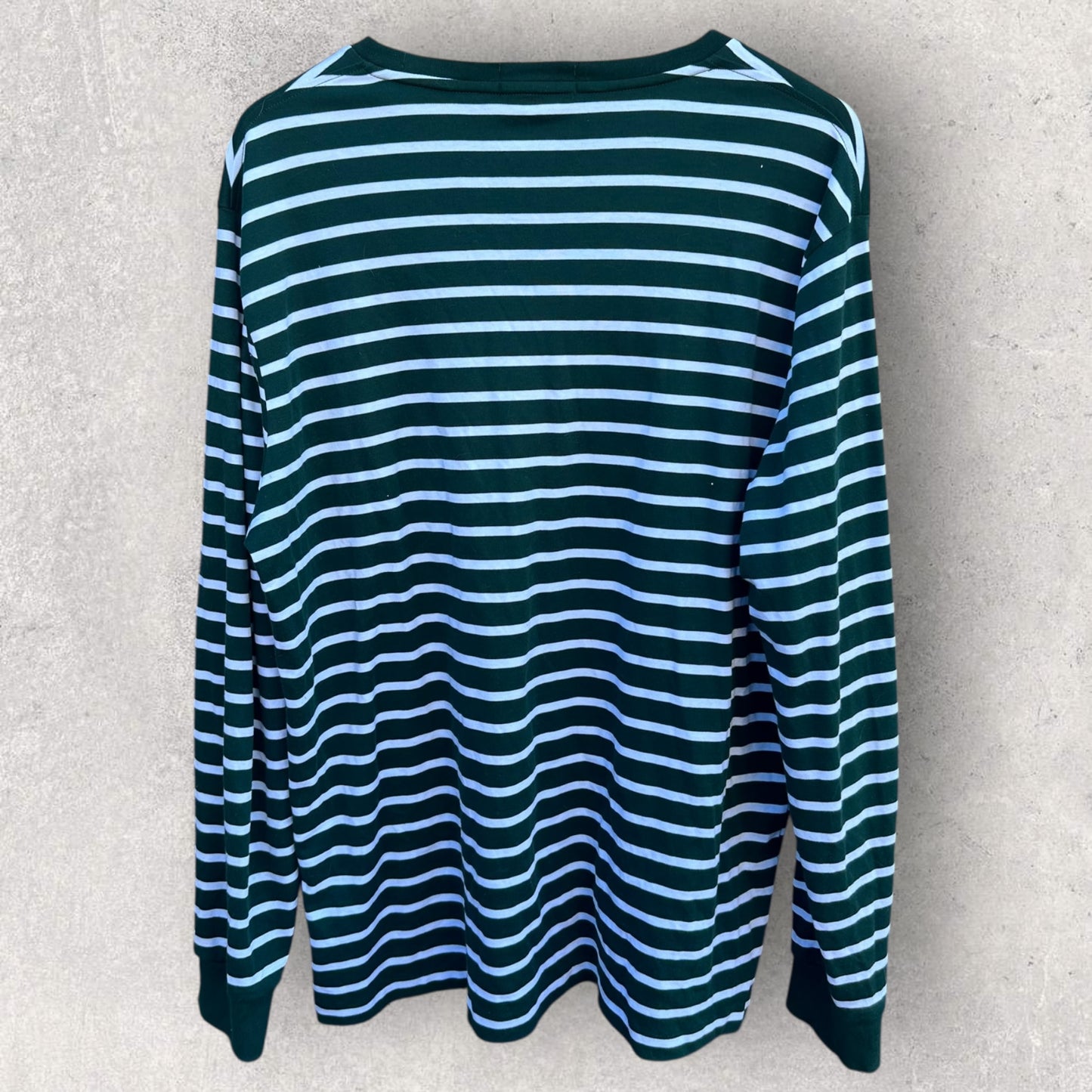 RALPH LAUREN GREEN & WHITE STRIPPED LONG SLEEVE SHIRT