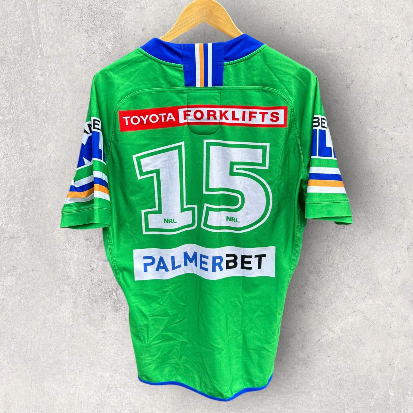 EMRE GULER CANBERRA RAIDERS 2022 HERITAGE MATCH WORN JERSEY + SIGNED