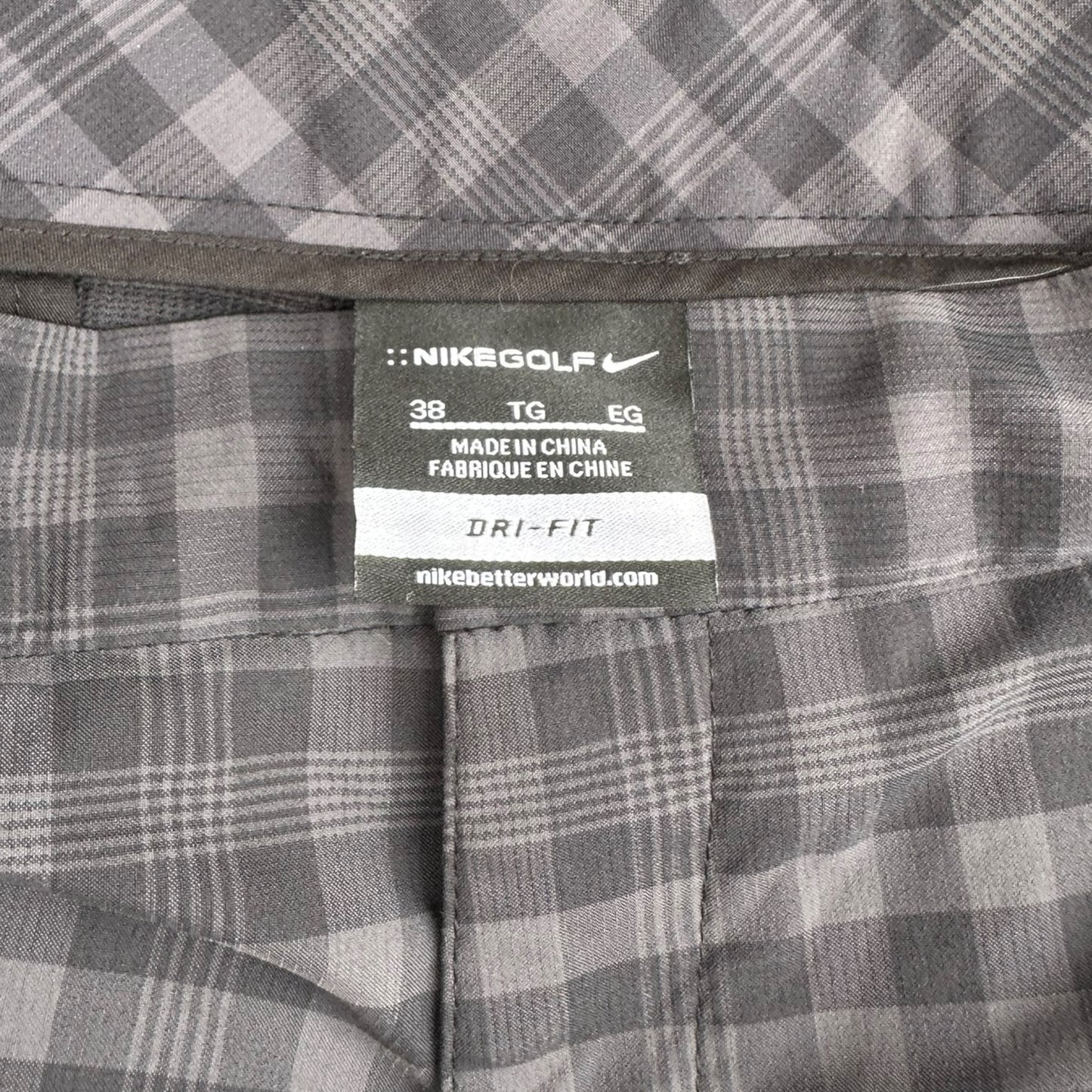 Nike Shorts Men's 36 Black Gray Golf Dri Fit Core Plaid Golfer Active 452712-010