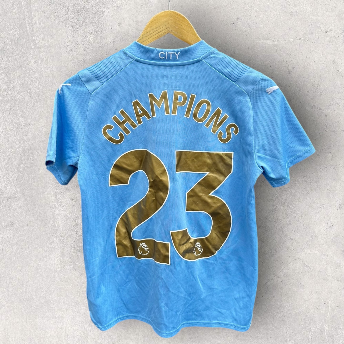 MANCHESTER CITY PUMA 2023 EPL CHAMPIONS KIDS JERSEY