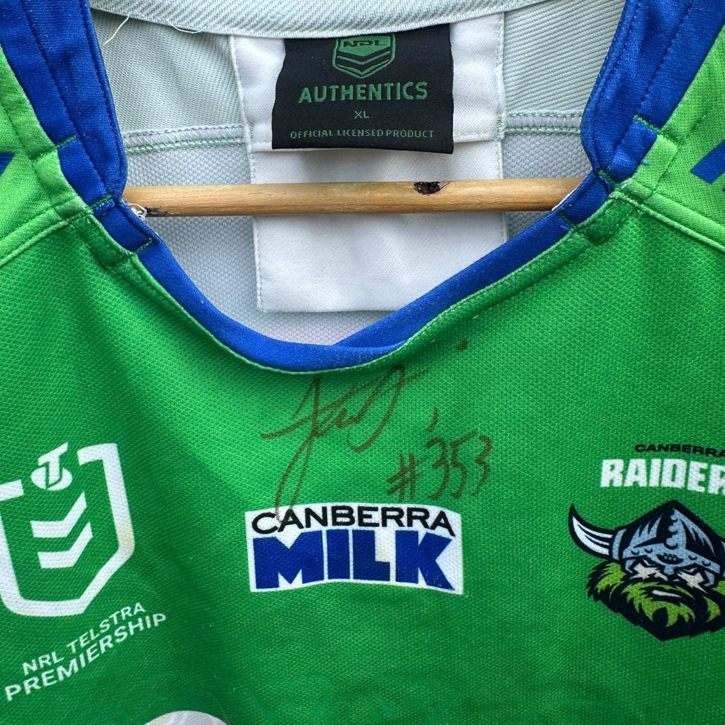 EMRE GULER CANBERRA RAIDERS 2023 HOME MATCH WORN JERSEY + SIGNED