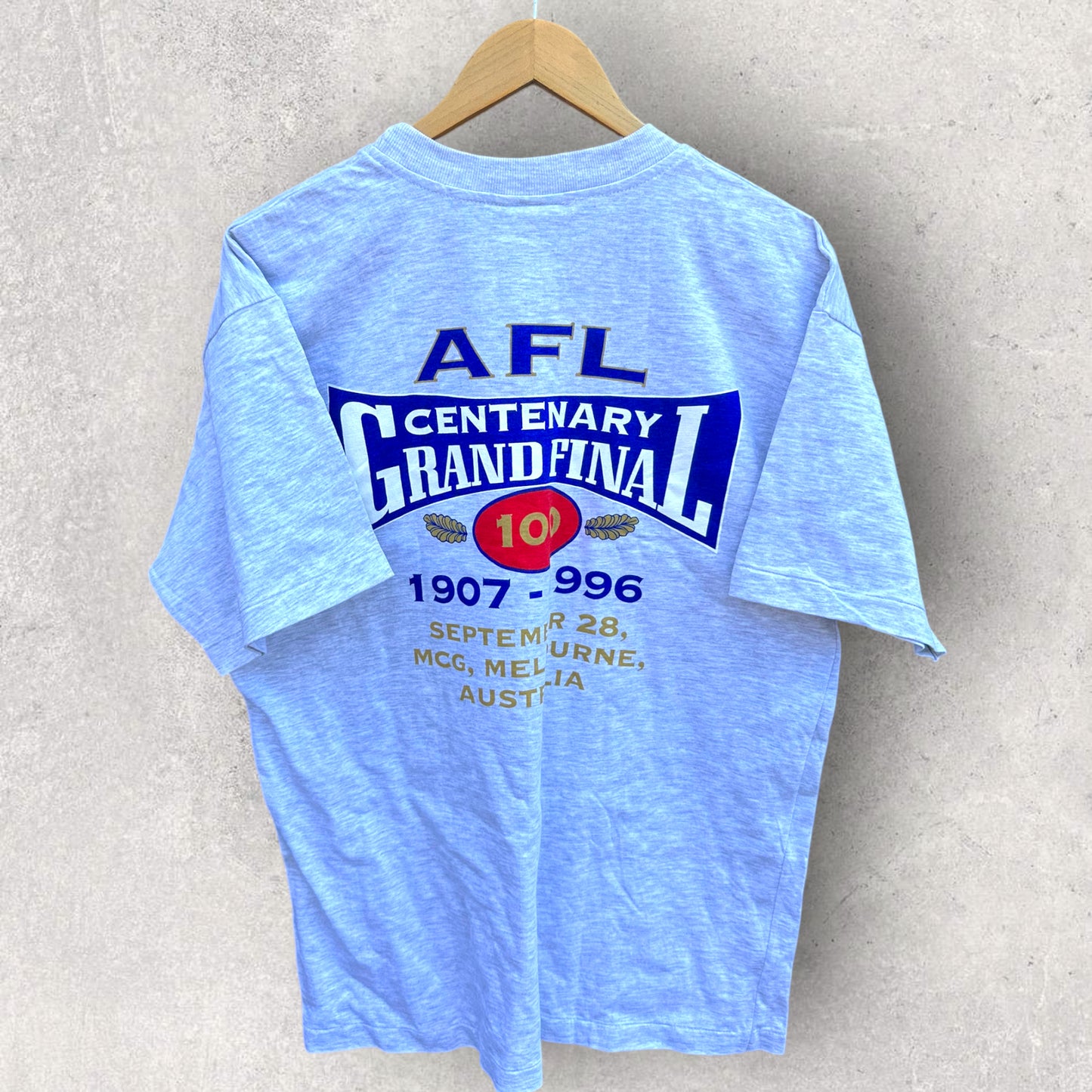 ADELAIDE CROWS 1996 CENTENARY OF AFL VINTAGE GREY DEADSTOCK T-SHIRT