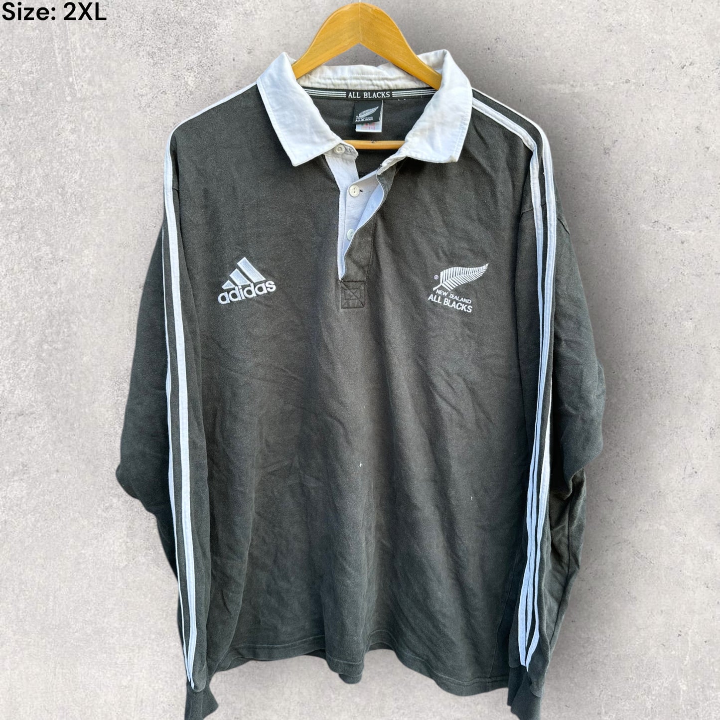 NEW ZEALAND ALL BLACKS ADIDAS 1999 LONG SLEEVE COTTON JERSEY