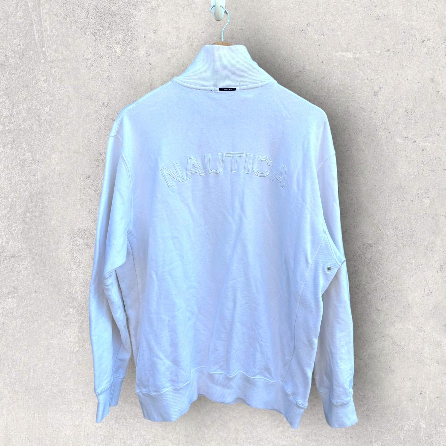 NAUTICA QUARTER ZIP WHITE COTTON DRESS TOP