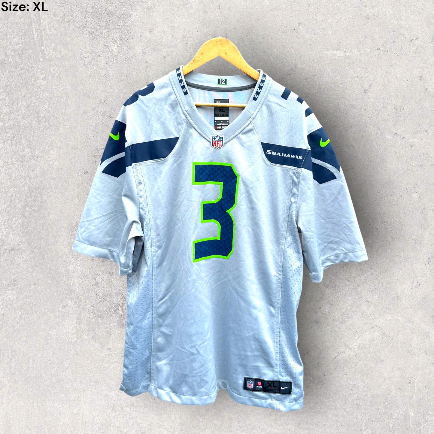 RUSSELL WILSON SEATTLE SEAHAWKS GREY JERSEY