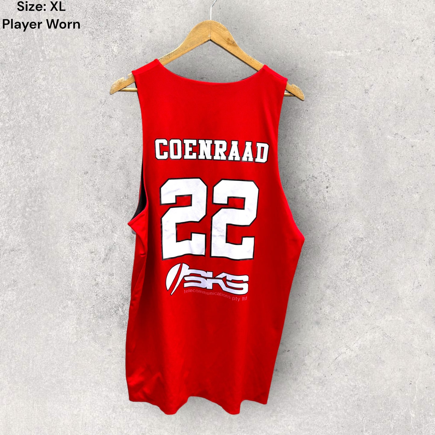 TIM COENRAAD WOLLONGONG HAWKS PLAYER WORN REVERSE SINGLET