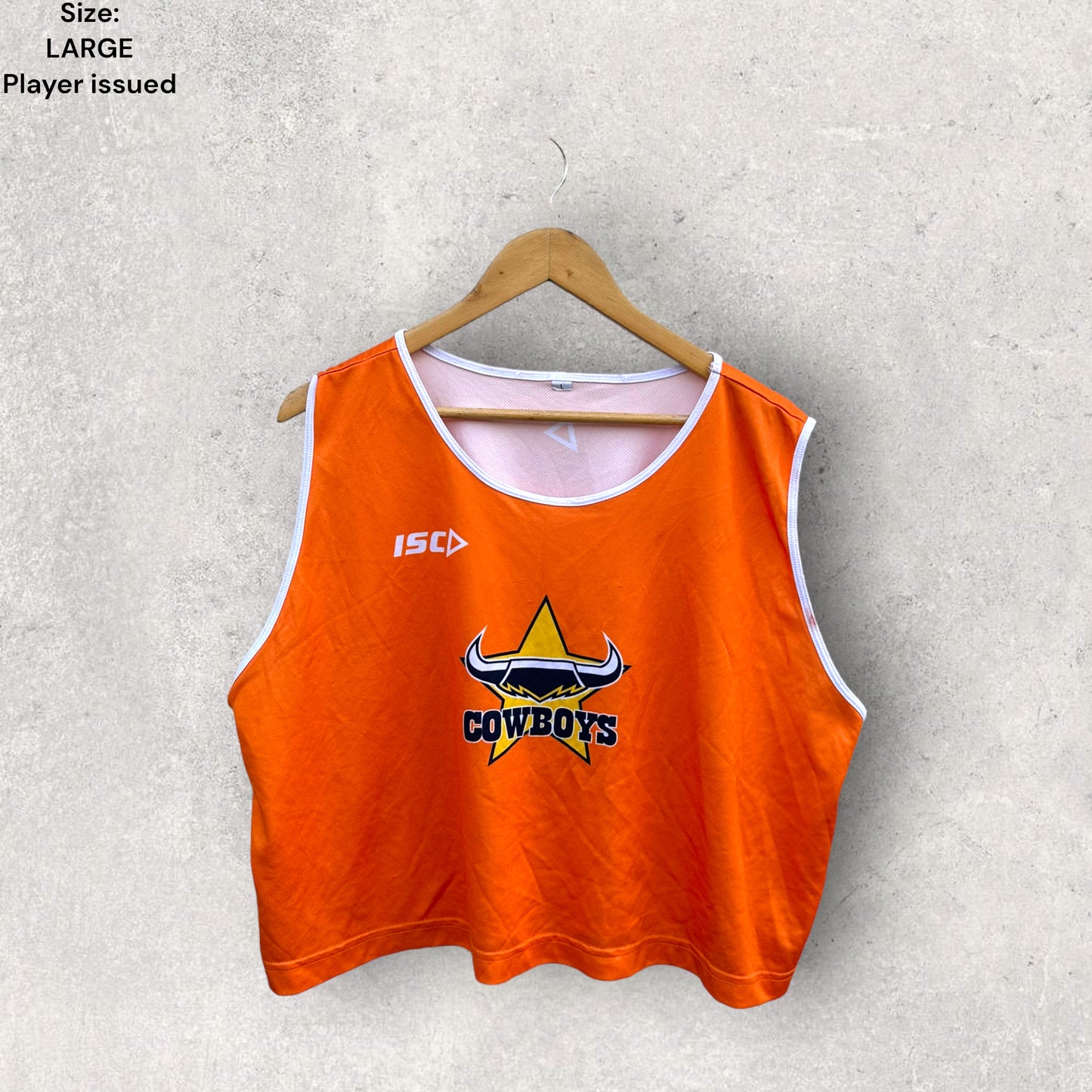 NORTH QLD COWBOYS CROPPED PLAYER ISSUED TRAINING SINGLET