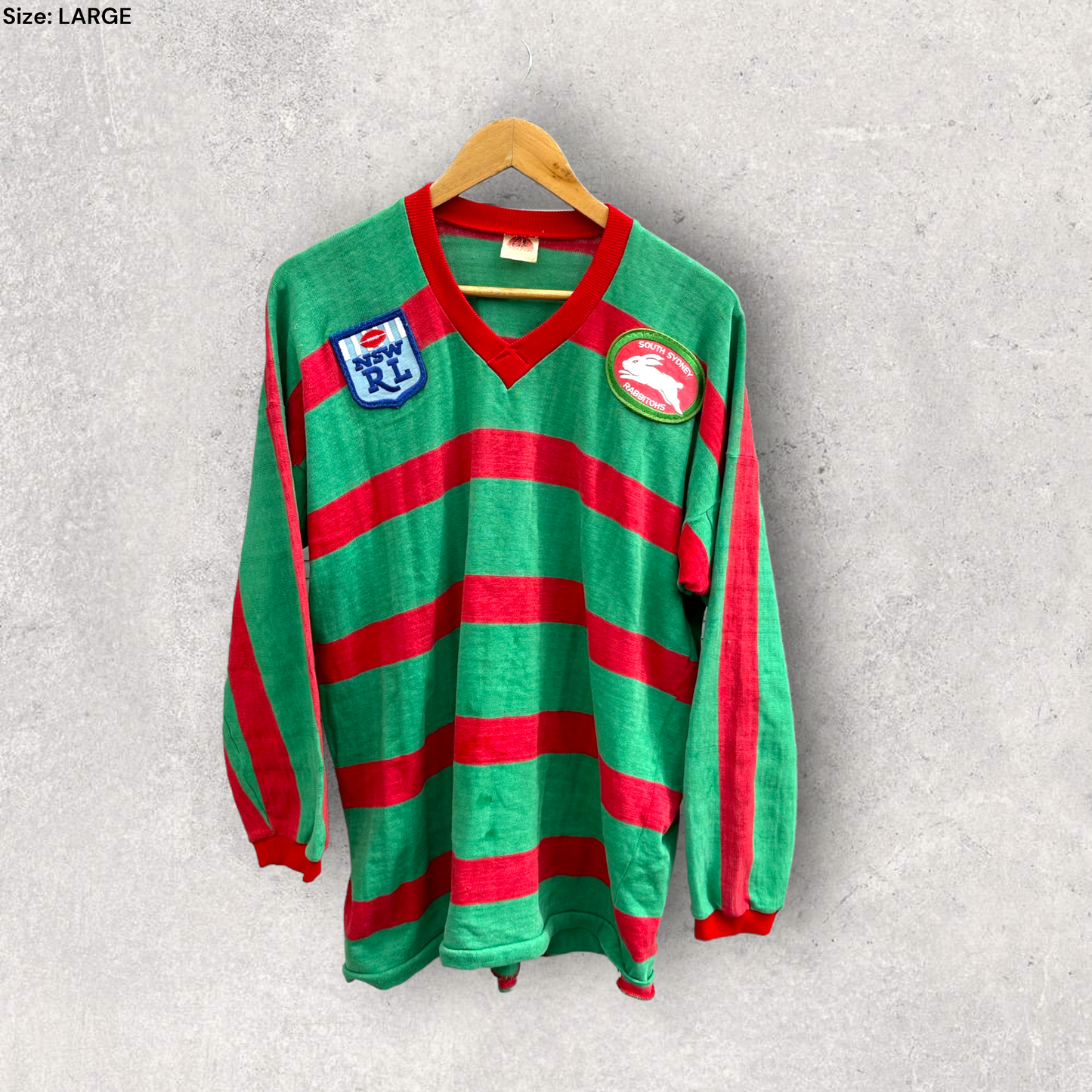 SOUTH SYDNEY RABBITOHS 1980s VINTAGE LONG SLEEVE JERSEY