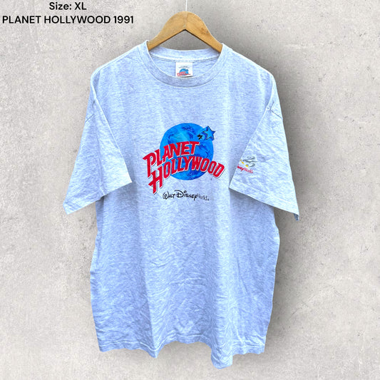 PLANET HOLLYWOOD WALT DISNEY WORLD 1991 VINTAGE SINGLE STITCHED T-SHIRT