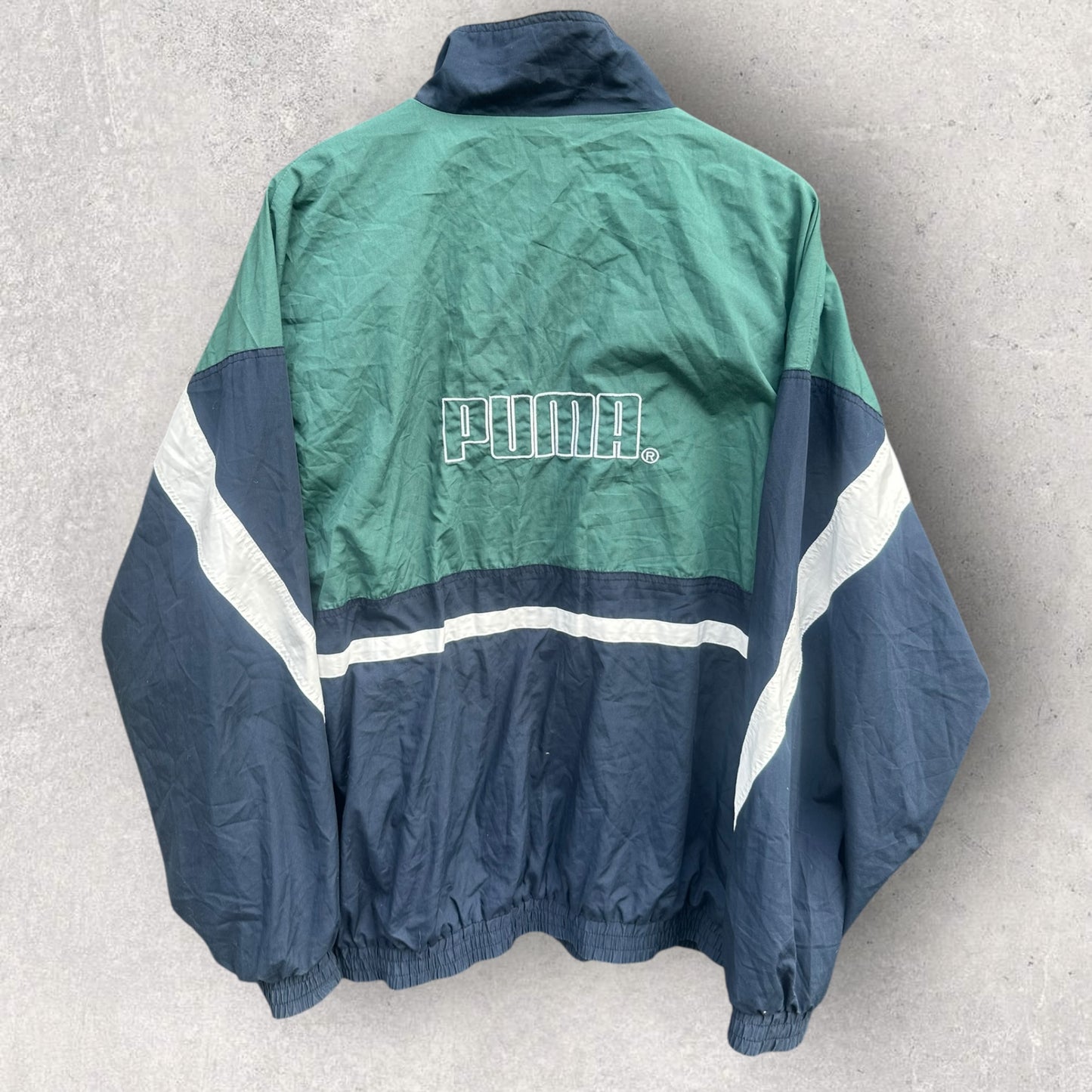 Puma Vintage Windbreaker Full Zip Green & Blue Jacket