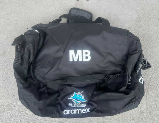 Cronulla Sharks Max Bradbury Player Used Gym/Duffel Black Bag