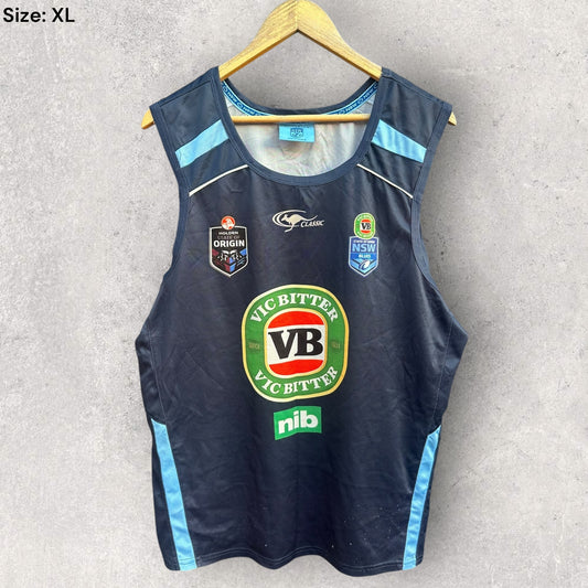 NSW BLUES CLASSIC BLUE RUGBY LEAGUE TRAINING SINGLET