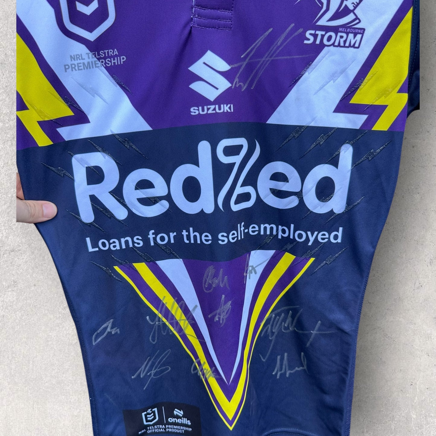 MELBOURNE STORM 2025 HERITAGE PLAYER ISSUED JERSEY TO JACK HOWARTH SIGNED BY TEAM