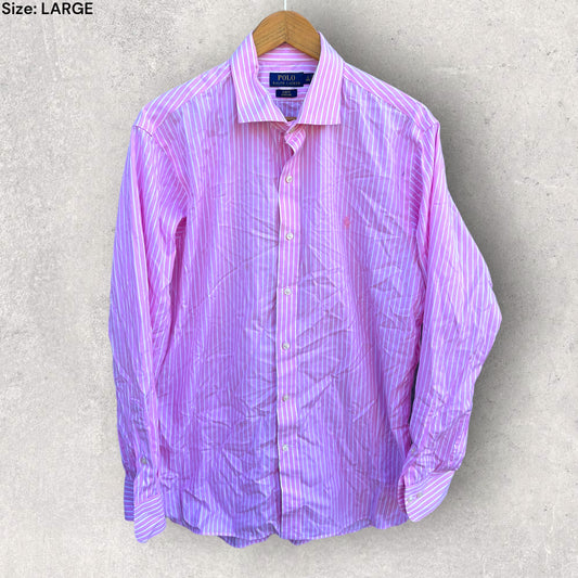 RALPH LAUREN POLO PINK STRIPPED DRESS SHIRT