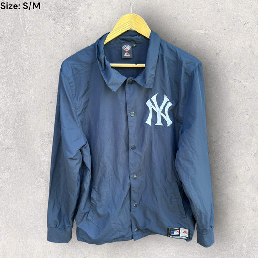 NEW YORK YANKEES BLUE BUTTON UP LIGHT WEIGHT JACKET