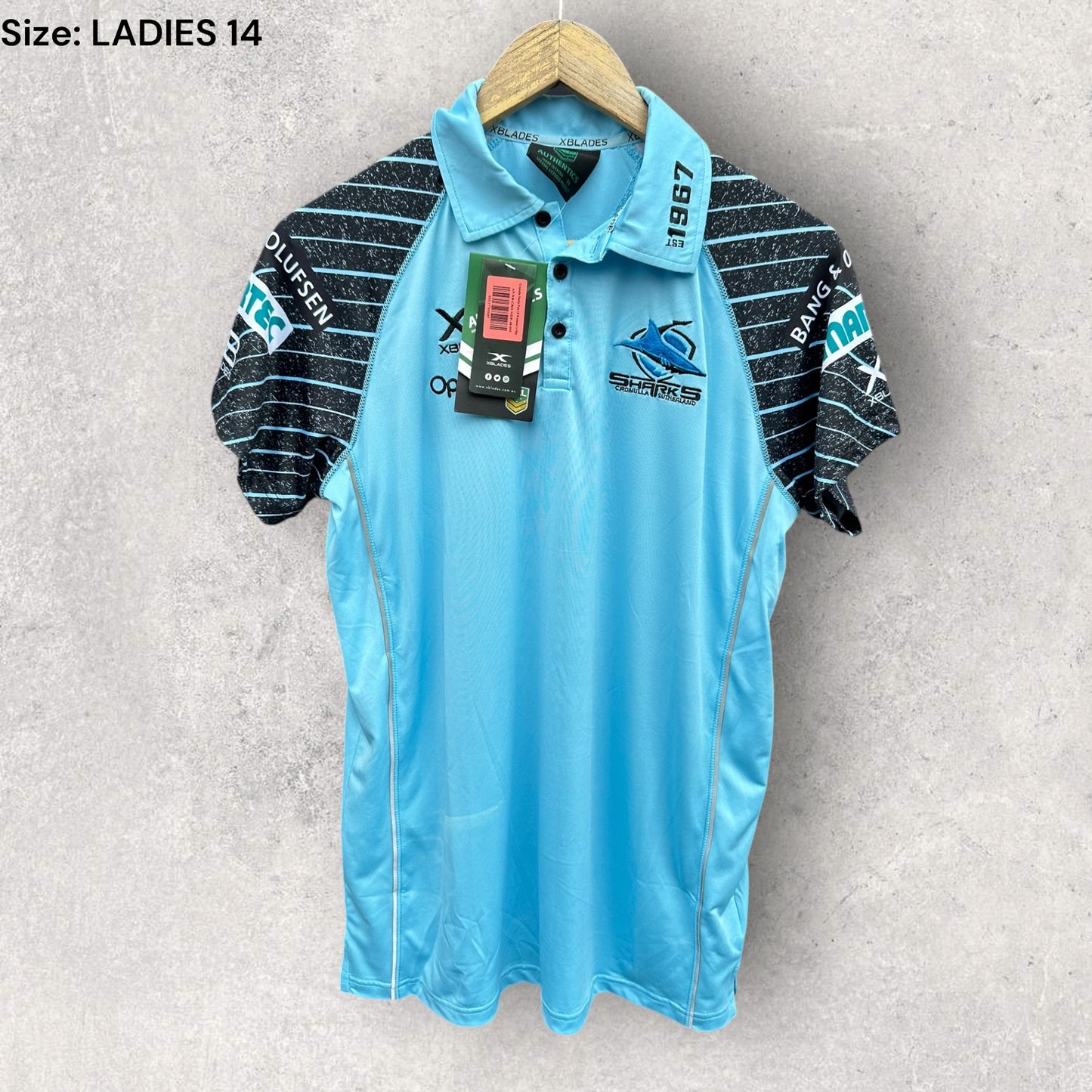 Cronulla Sharks 2018 Ladies Short Sleeve Rugby League Polo Shirt Brand New