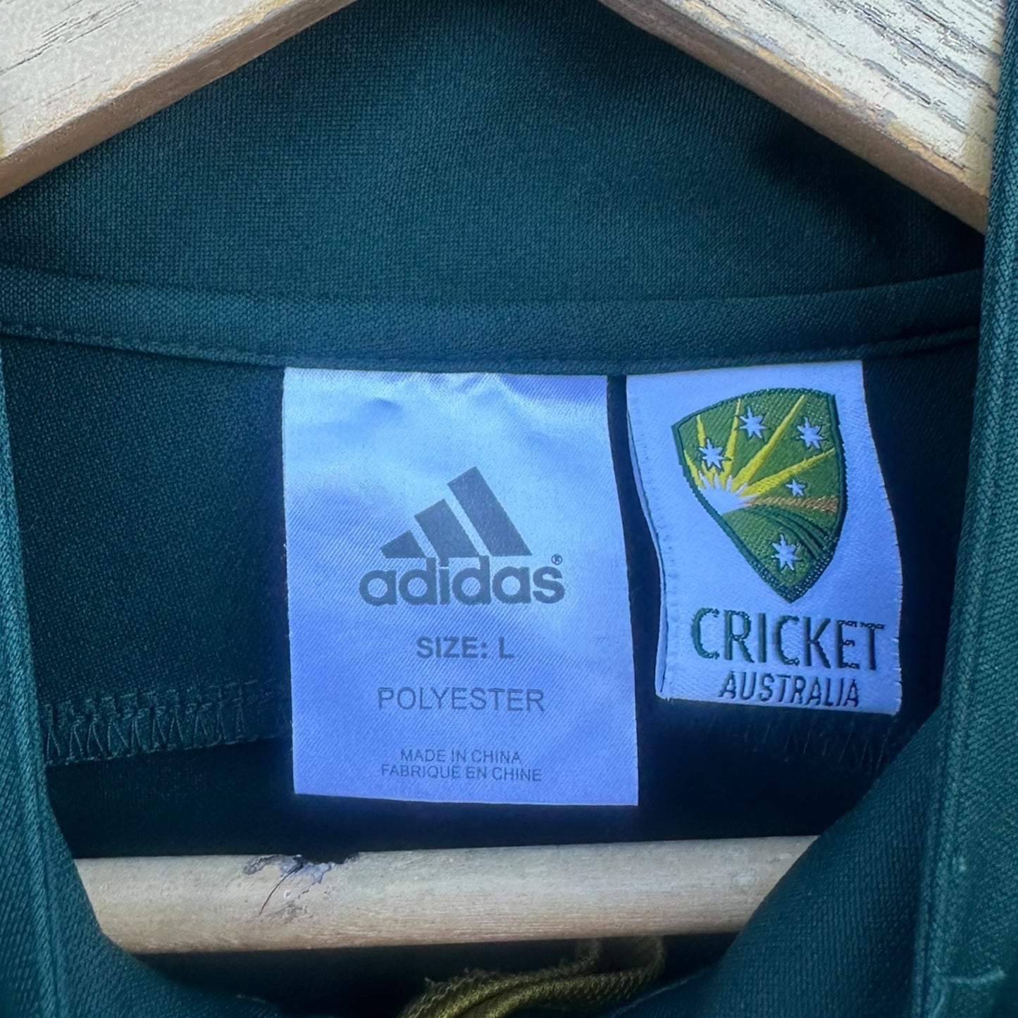 CRICKET AUSTRALIA ADIDAS GREEN HALF ZIP ODI ONE DAY JERSEY